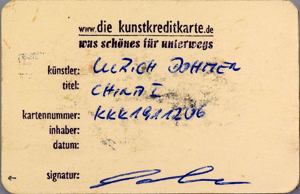 Ulrich Dohmen - Kunstkreditkarte - 191xii06 Rückseite