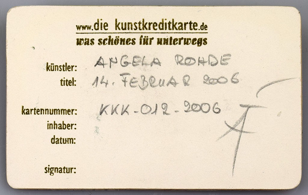 Angela Rohde - Kunstkreditkarte - 012-14ii2006 Rückseite