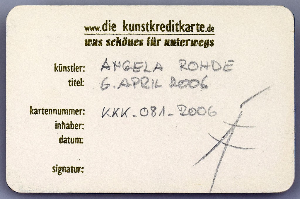 Angela Rohde - Kunstkreditkarte - 81-06iv2006 Rückseite