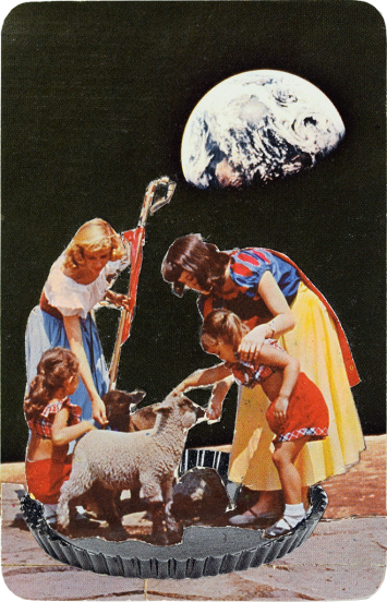Angela Rohde - Kunstkreditkarte - Aschenputtel besucht das Mondschaf in den 60er Jahren 54-15iii2006