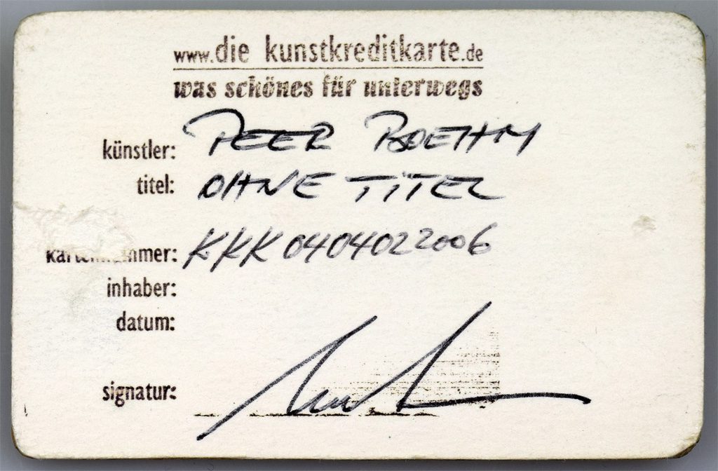 Peer Boehm - Kunstkreditkarte - O.T. 04-04022006 Rückseite
